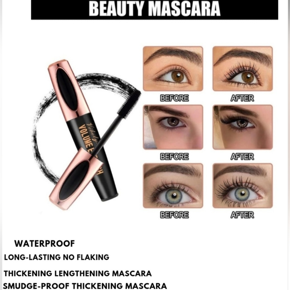 4D Silk Fiber Lash thickening waterproof black mascara with growth serum.